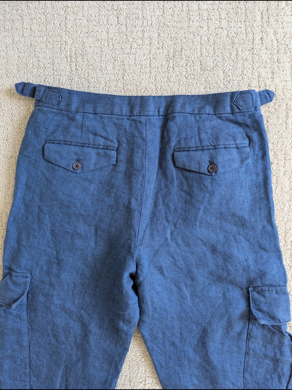 100% Linen Banana Republic Navy Straight-Leg Cargo Pants - Picture 8 of 13